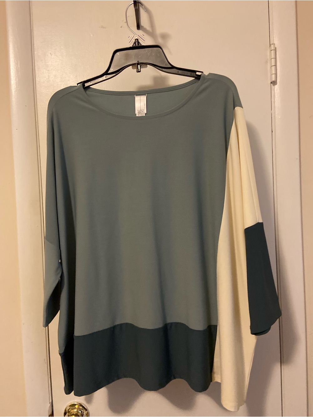 MarlaWynne Sage, Cream & Dark Teal Colorblock Tunic
